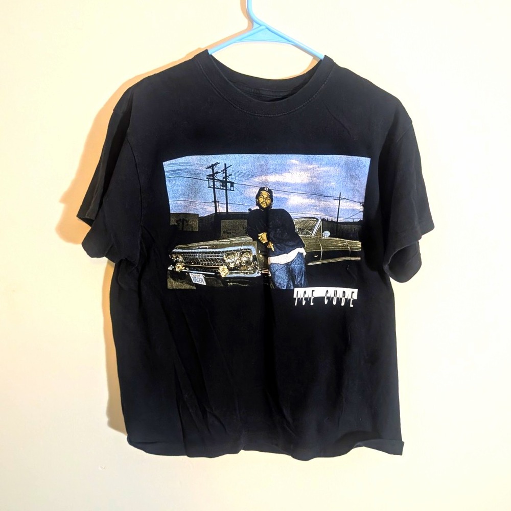 Ice Cube T-Shirt Men's M Black Short Sleeve Tee Graphic Print Crew Neck Knit
